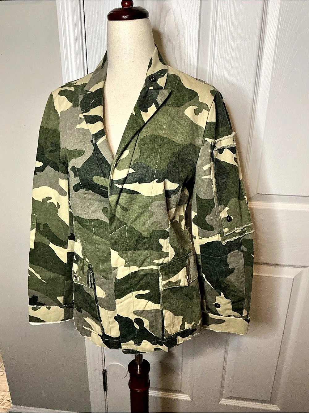 Zadig & Voltaire Camo Utility Jacket in Green & Beige Size XS